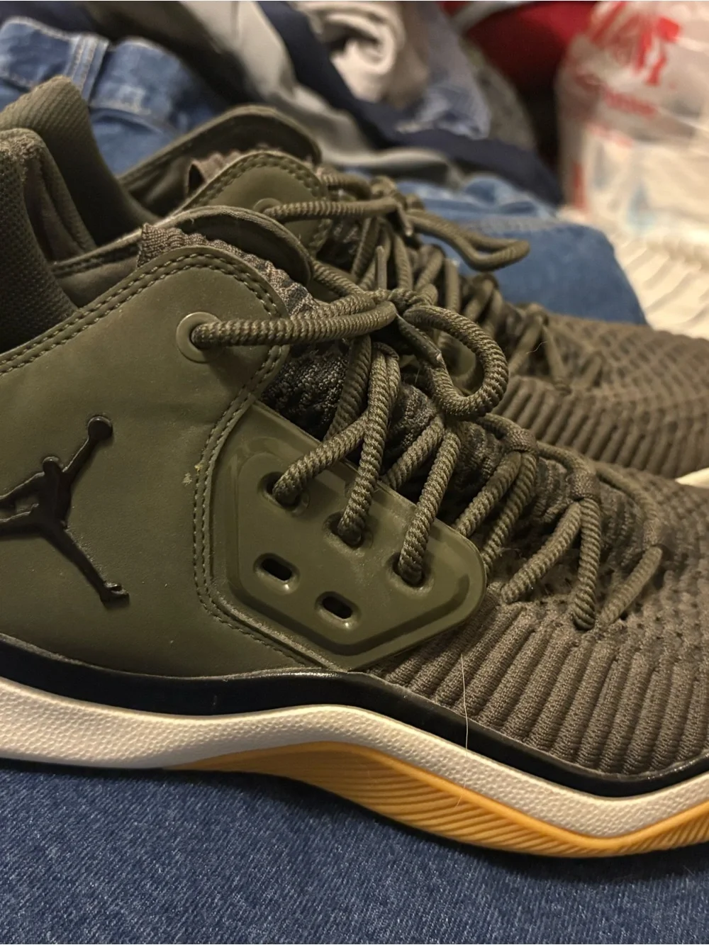 Jordan Men's Knit Sneakers in Olive Green